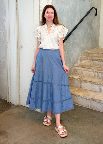 Jolie Flutter Sleeve Top in Pristine