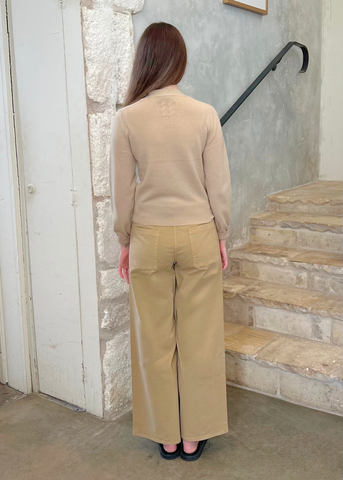 Genesis Long Sleeve Neck Tie Sweater in Taupe