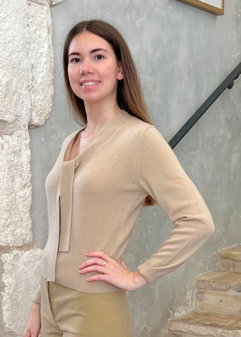 Genesis Long Sleeve Neck Tie Sweater in Taupe