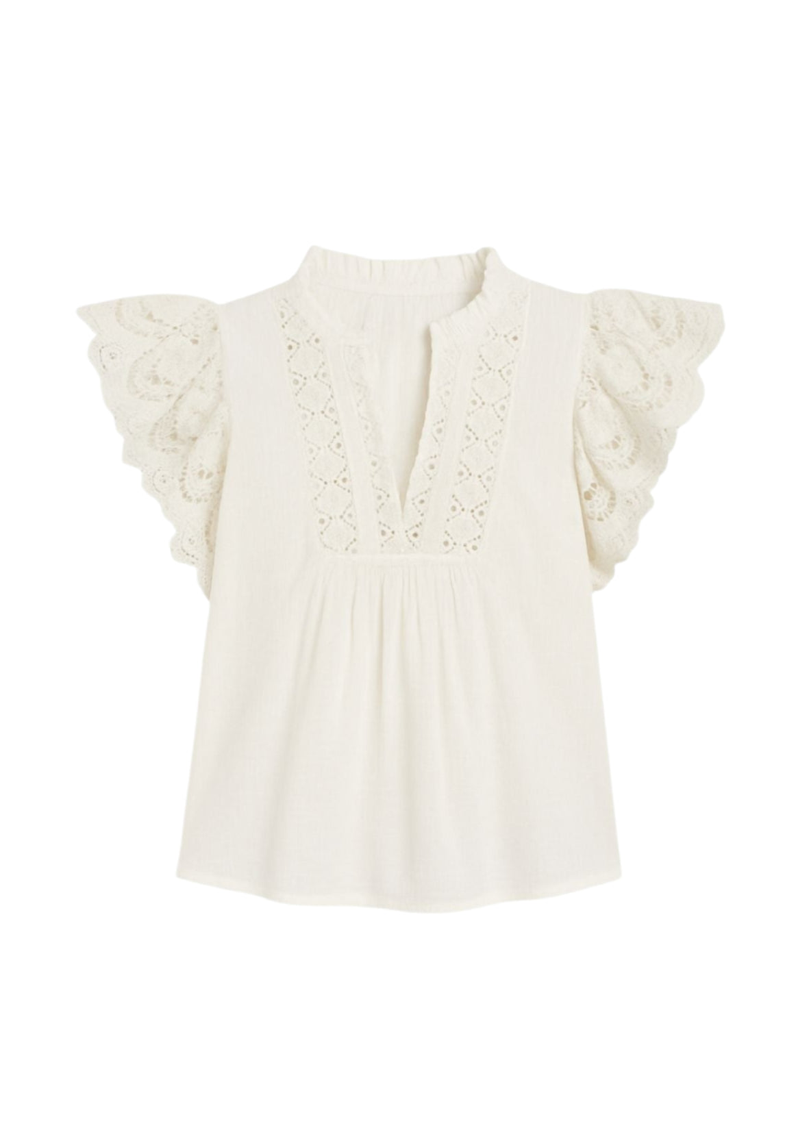 Jolie Flutter Sleeve Top in Pristine