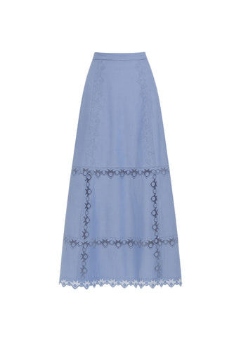 Lucia Flared Chambray Midi Skirt