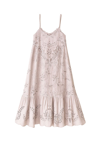 Iyla Soutache Spaghetti Strap Midi Dress in Lilac