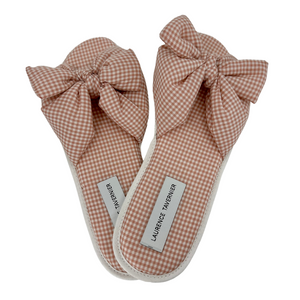 Gingham Knotted Mules in Rosewood