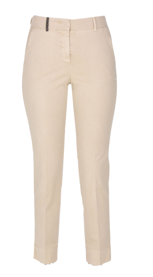 Cotton Chino-Like Pants in Light Beige