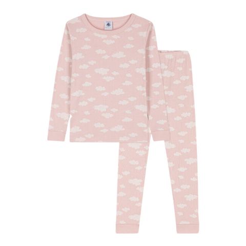Cloud Print Long Sleeve Top + Pants Loungewear Set in Pink
