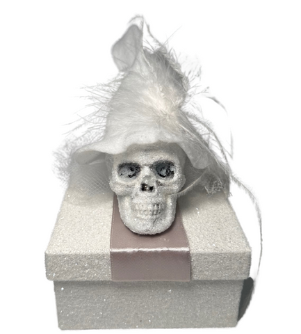 Glittered Skull Treat Box in White