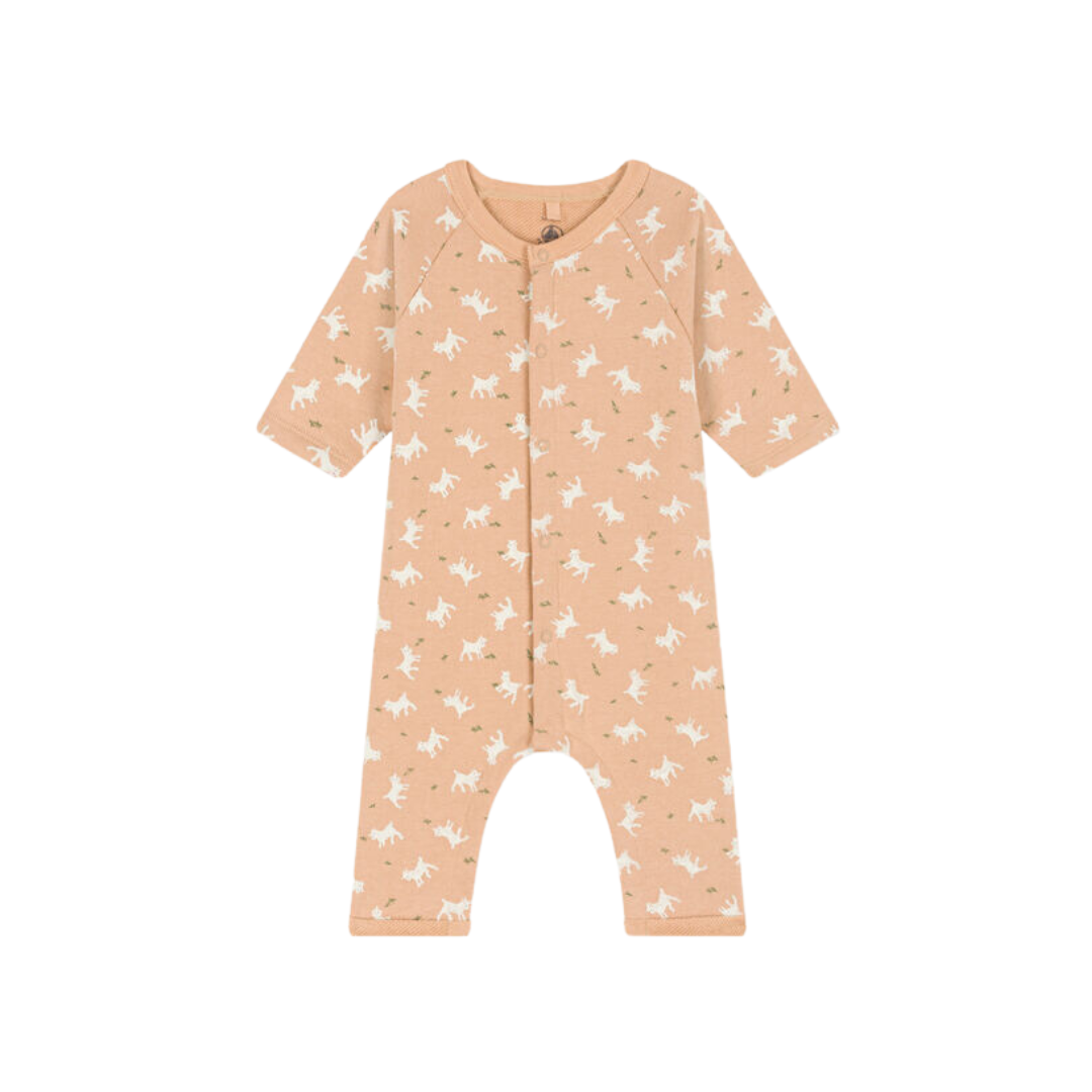 Goat Print Romper in Beige