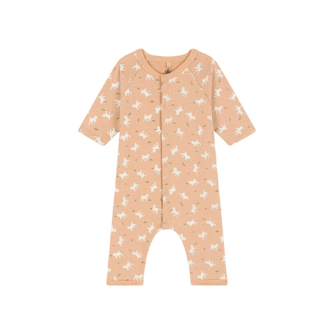 Goat Print Romper in Beige