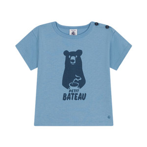 Bear Print Short Sleeve Tee in Blue