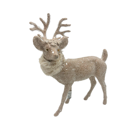 Comet Glittered Deer with Fur Collar in Fawn