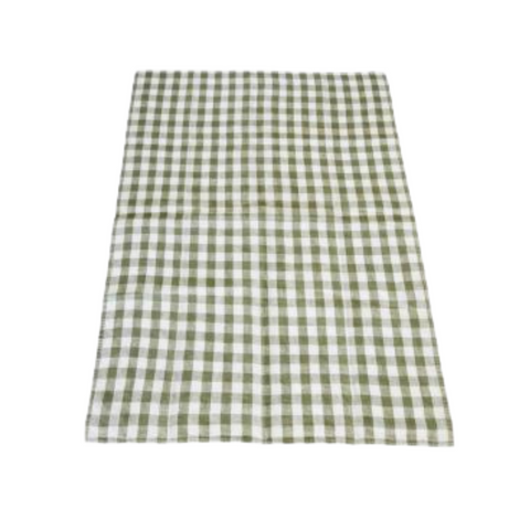 Italian Linen Buffalo Check Kitchen Towel in Green + White