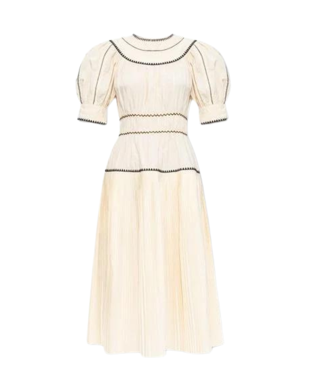 Harriet Puff Sleeve Midi Dress in Ivory