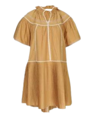 Desi Pleated Short Sleeve Dress in Pampas
