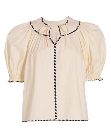 Ruby Puff Sleeve Top in Ivory