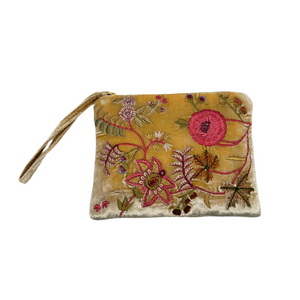 Madame Bovary Velvet Zip Pouch in Oyster