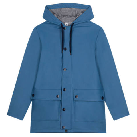 Hooded Rain Jacket in Dusty Blue
