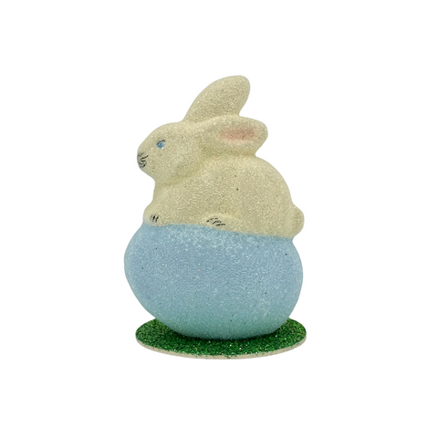 Beaded Cream Bunny on Colored Egg
