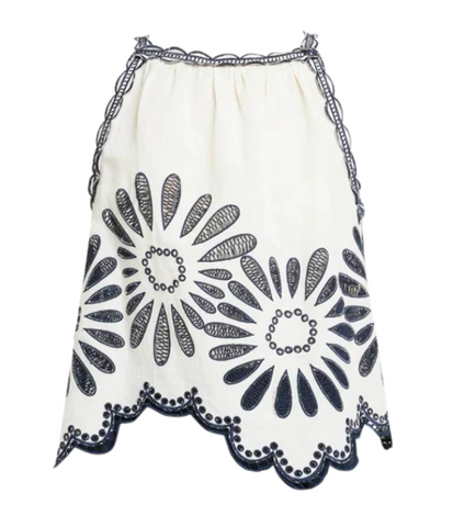 Jolie Floral Embroidered Sleeveless Top in Porcelain