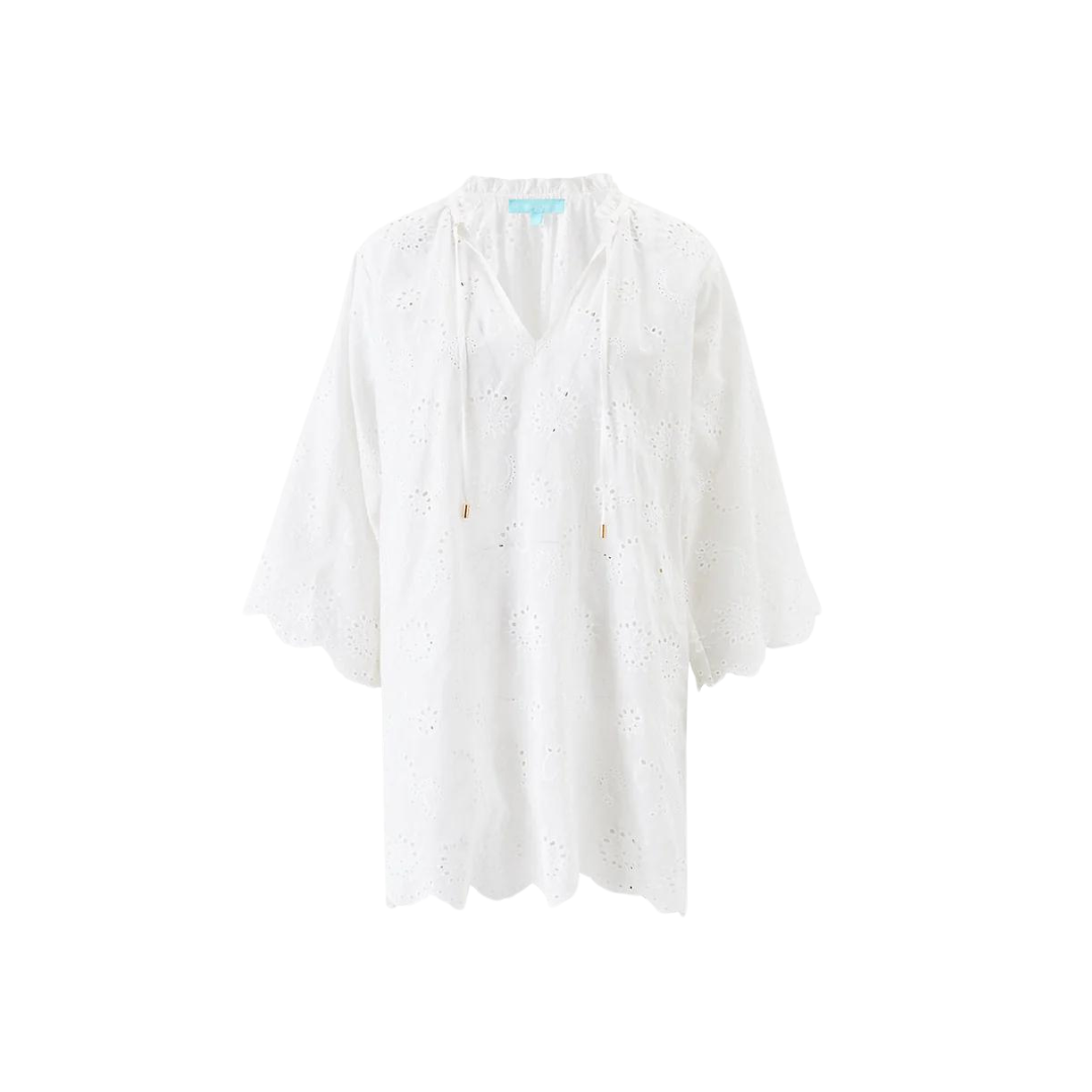 Lucy Broderie Anglaise Scallop Edge Kaftan in White