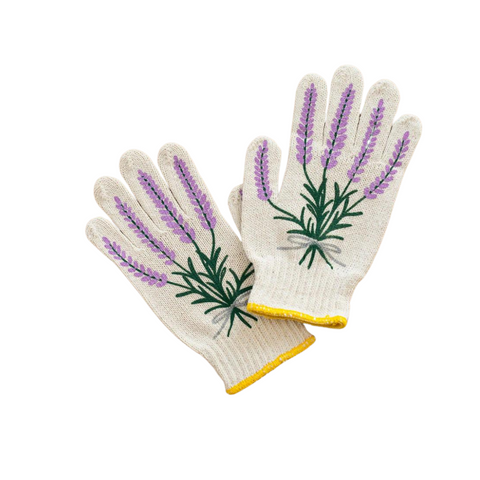 Screen-Printed Lavender Gardening Gloves