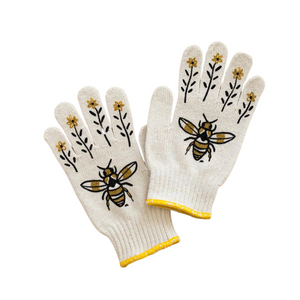 Screen-Printed Bumble Bee Gardening Gloves