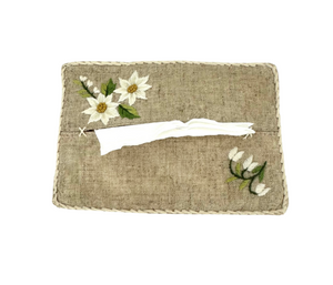 Embroidered Edelweiss Flower Linen Tissue Holder