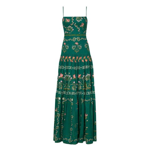 Lima Spaghetti Strap Tiered Maxi Dress in Esmeralda