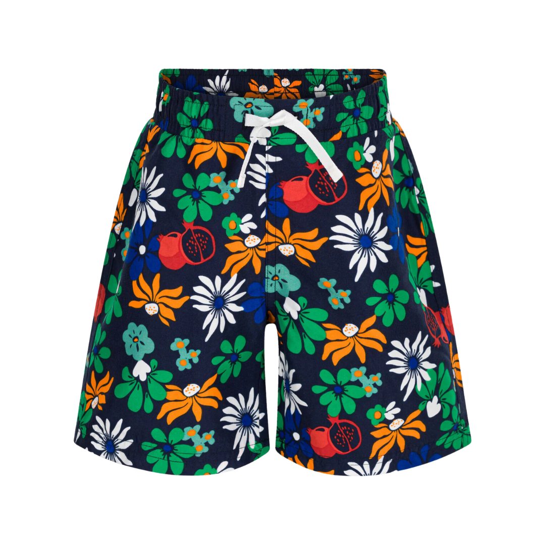 Floral Print Swim Trunks in Navy Multi