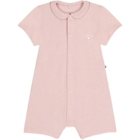 Short Sleeve Collared Romper in Light Pink