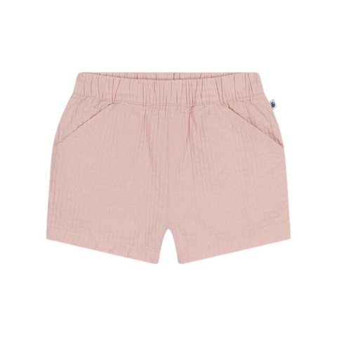 Textured Cotton Shorts in Light Pink