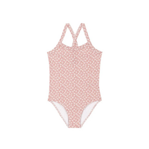 Floral Print One-Piece Swimsuit in Pink + White