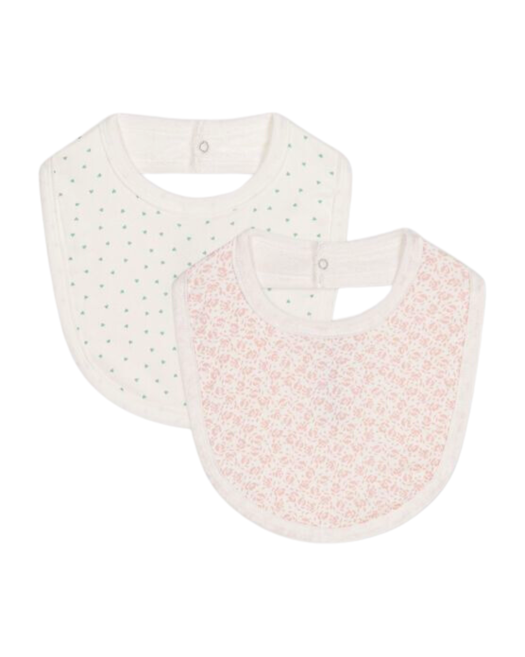 Hearts + Flowers Printed Cotton Bib Set