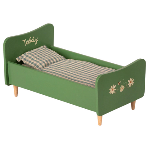 Mini Wooden Bed in Dusty Green