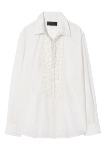 Nathanel Long Sleeve Ruffle Shirt in Ivory