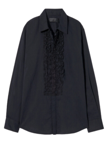 Nathael Long Sleeve Ruffle Shirt in Midnight