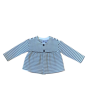 Theme Striped Cardigan in White + Navy