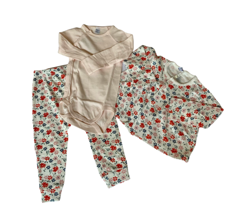 Talky Floral Onsie, Jacket + Pants Set
