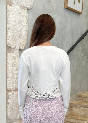 Iyla Soutache Side-Slit Midi Skirt in Lilac