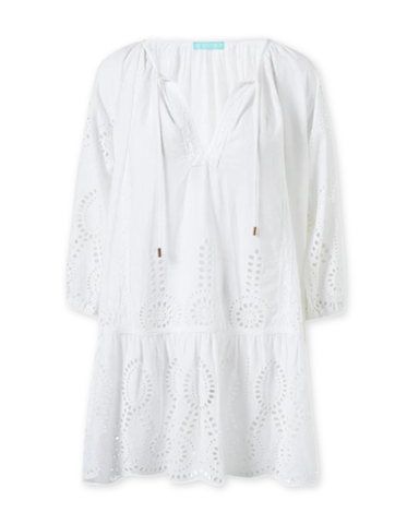Ashley Eyelet Half Sleeve Coverup in White