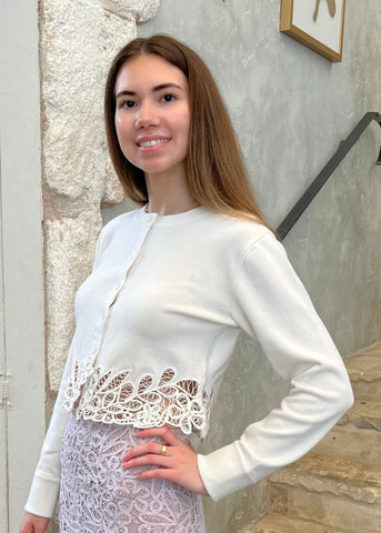 Iyla Soutache Side-Slit Midi Skirt in Lilac