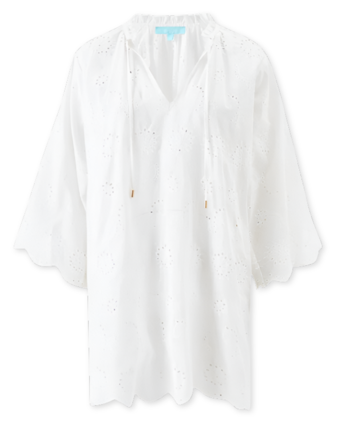 Lucy Broderie Anglaise Scallop Edge Kaftan in White