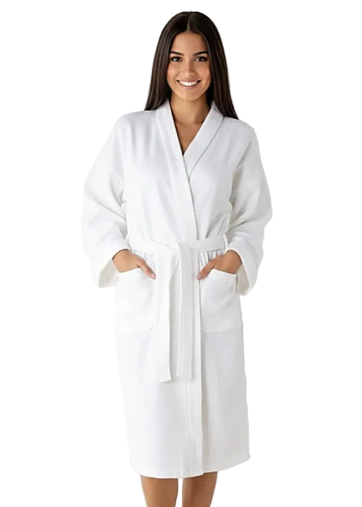 Willow Weave Long Sleeve Kimono Robe In White