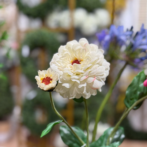 Real Touch White Zinnia Stem