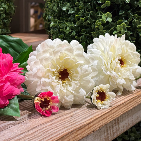 Real Touch White Zinnia Stem