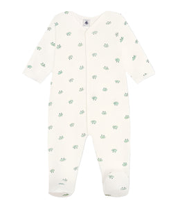 Frog Print Long Sleeve Front Snap Footie