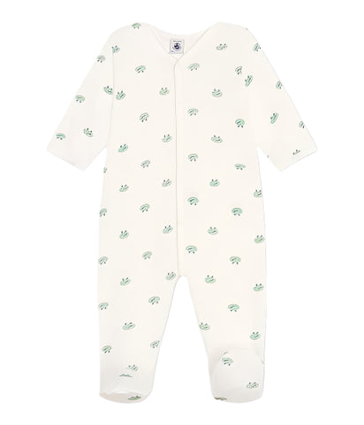 Frog Print Long Sleeve Front Snap Footie