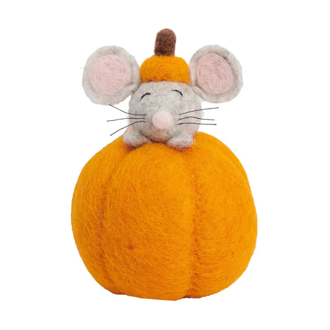 Felt Mouse In Pumpkin