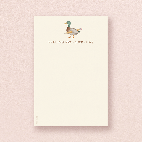 Feeling Productive — Cute Duck And Pencil Pun Notepad