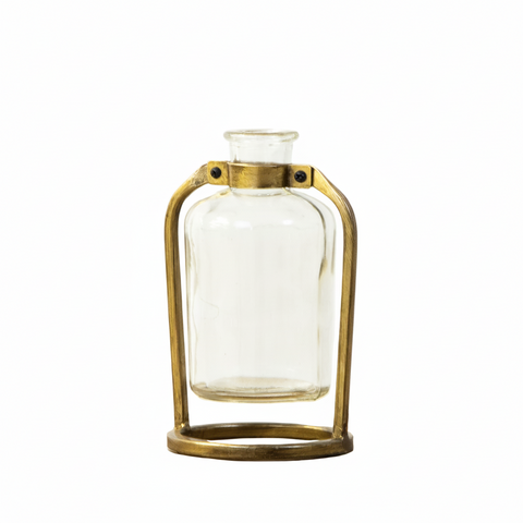 Brass Framed Short Neck Bud Vase