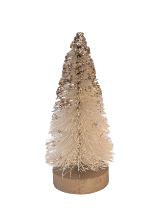 Champagne Glittered Sisal Full Fir Tree with Wood Base